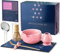 7Pcs Matcha Whisk Set, Matcha Set Whisk and Bowl,Bamboo Scoop, Scoop Rest, Sifter and Tea Towel, Matcha Kit W/Carved Cherry Blossm Pattern for Matcha Lovers (Sakura Pink) | Bamboo Scoop, Scoop Rest, Sifter and Tea Towel, Matcha Kit W/Carved Cherry Blos...
