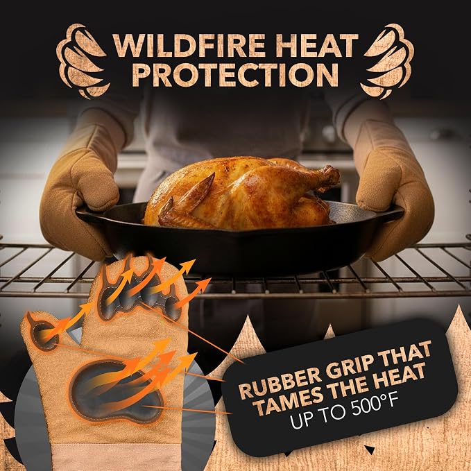 Bear Paw Oven Mitts (Beast Gloves) Funny Heat Resistant Oven Gloves, Non Slip Silicone Grip Bear Hands, Thick Potholders Set for Baking Grilling BBQ, Kitchen Gift, Cooking Gifts Kitchen Mitts Set