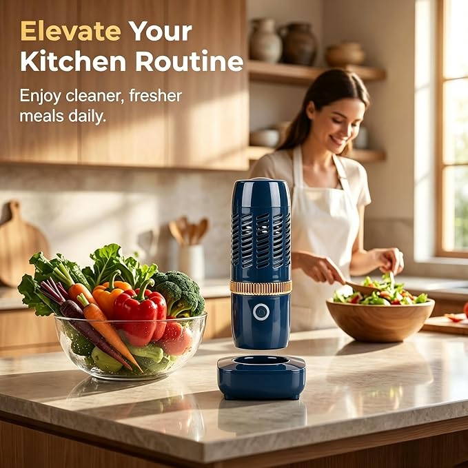 Vegetable Fruit Cleaner Machine, Portable Waterproof Purifier Device Blue | Wireless waterproof produce cleaner with 250min standby, auto 10min cycle, veggie cleaner for fruit grain meat purification