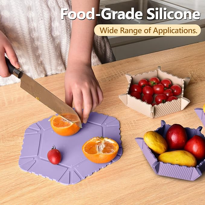 Magnetic Silicone Trivet Mat - Heat Resistant Hot Pad for Hot Dishes, Pots & Pans, Non-Slip Table & Countertop Protector (Purple, Hexagon)