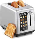 Elite Gourmet 2-Slice Toaster, Digital Countdown, Stainless Steel | One-Touch Presets, Defrost, Reheat & Cancel, Extra-Wide Slots Fit Bagels & Thick Bread