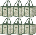 BALEINE 6PK Reusable Grocery Bags, Heavy Duty Shopping Tote Bag | 12'' Long Handles, Reinforced Bottom Keeps Upright, Fold Flat Storage, Water-Resistant Shopping Bag, Multiple Color Options