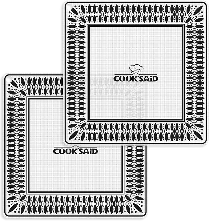 Cook's Aid 2Pcs Silicone Induction Cooktop Protector Cover Mat 10.2"x10.2" (Magnetic) | 230°C (450℉) Heat-Resistant Induction Stove Protector | Multifunctional Silicone Mats (Logo CK)