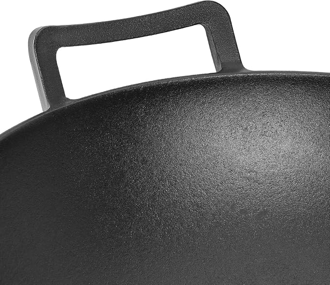 Cast Iron Wok with Lid, Cookware with Handles, Including Induction (12 inch with Lid)
