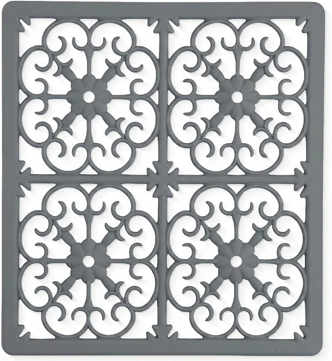 GASARÉ, Extra Large, Thick, Silicone Trivet for Hot Dishes, Pots, and Pans, Heat Resistant Mat for Countertop, Hot Pad for Kitchen, Easy to Clean, 12 x 11 x 3/8 Inches, Gray