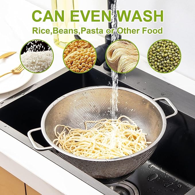 Gulex Stainless Steel Colander Set, Kitchen Strainer, Dishwasher Safe
