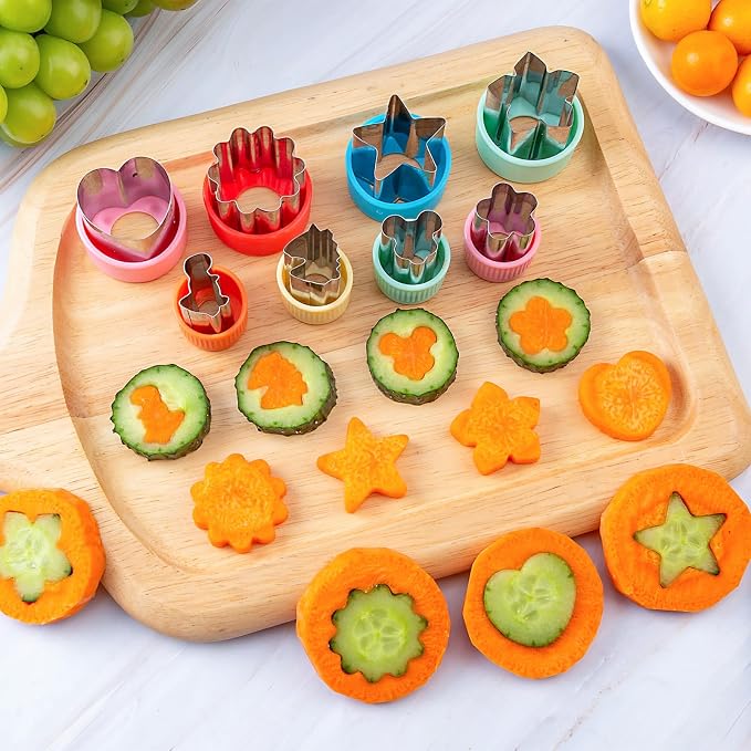 Sandwich Cutters for Kids Lunch 12 Pcs | Cookie Cutters Set, Vegetable Fruit Cutters Shapes, Stainless Steel, Biscuit Cutters, Dinosaur Mouse Heart Star