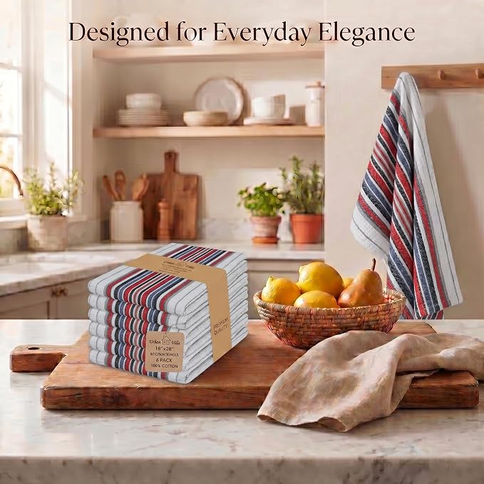 Urban Villa Kitchen Towels Cotton Dish Towels 20”x30” (Set of 6) White