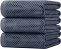 Homaxy 100% Cotton Oversized Waffle Weave Kitchen Towels, 3-Pack, Dark Grey | 20 x 28 Inches, Ultra Soft Absorbent Dish Towels, Quick Drying Large Cleaning Towels