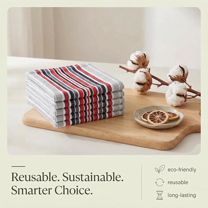 Urban Villa Kitchen Towels Cotton Dish Towels 20”x30” (Set of 6) Grey