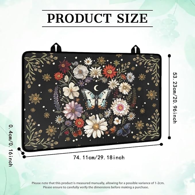 Butterfly Daisy Floral Plant Moon Print Electric Stove Top Cover 29.18 x 20.96 inch Silicone Cooktop Cover with Lanyards Coffee Machine Mat Stove Protector for Glass Top Stove