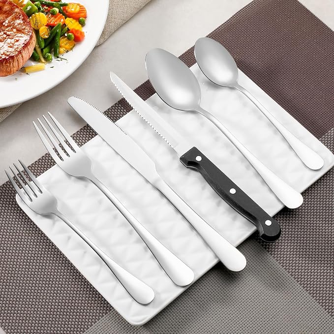 24 Piece Dinner Forks Set, Food-Grade Stainless Steel Forks Silverware, Cutlery Fork, Salad Fork, Metal Forks for Home, Kitchen or Restaurant, Mirror Polished, Dishwasher Safe - 7.3 Inch