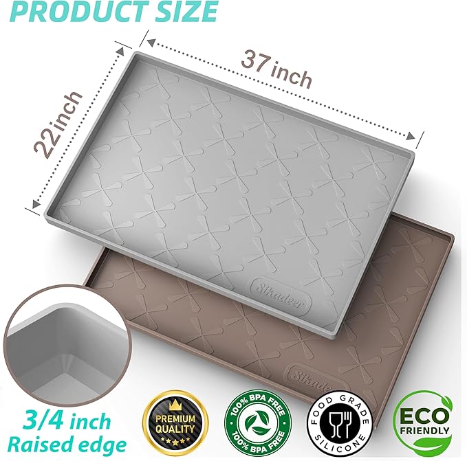 Waterproof Under Sink Mat 37" x 22" Silicone Mat Cabinet Protector | Heavy Duty Deep Drip Tray, Extra Thick Non Slip Liner for Kitchen & Bathroom, Pets, Organizer, Storage, Boots, Home Essential