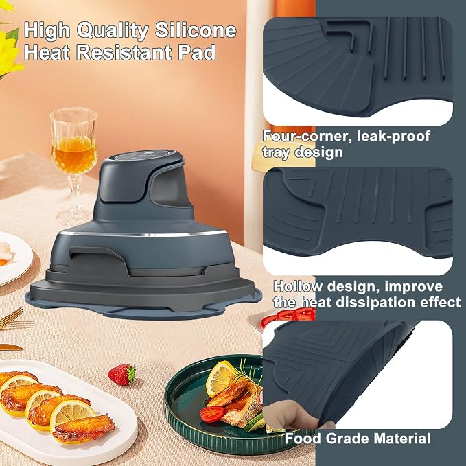 Jiozermi Silicone Trivet for Ninja Crispi Air Fryer, Dark Grey | Universal Heat Resistant Mat, Non-Slip Design, Multi-Functional Accessory, Fit Ninja FN101GY/FN101SG/FN101ST