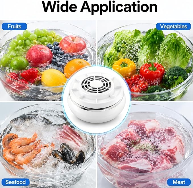 Fruit and Vegetable Washing Machine,Upgraded 360° Vortex Fruit Washer with Next-Gen Ti-Electrolysis,4 Smart Modes,Wireless Fruit Cleaner Device for Vegetables,Meat,Grains,IPX7 Waterproof