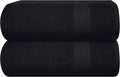 GLAMBURG Premium Cotton Oversized 2 Pack Bath Sheet 35x70-100% Pure Cotton - Ideal for Everyday use - Ultra Soft & Highly Absorbent - Machine Washable - Black