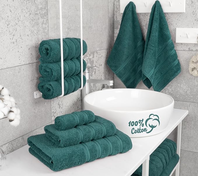 American Soft Linen 100% Cotton Luxury Turkish Towels, 6 Piece Towel Set | Soft Absorbent Quick Dry OEKO Tex Standard 100 Certificated Durable Machine Washable Premium Hotel Quality