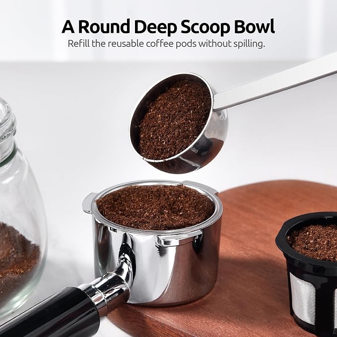U-Taste Coffee Scoop 1&2 Tablespoon, 4.3in Long Handle Tbsp Measuring Spoon | 18/8 Stainless Steel Tablespoon Scoop, Long Metal Coffee Spoon Scooper, Coffee Meansure Scoop for Ground Coffee Bean Espresso