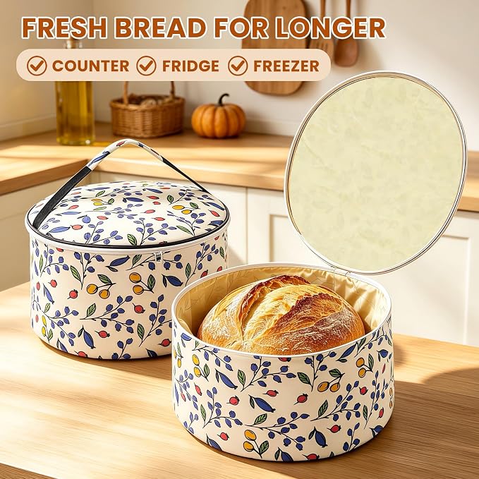 Beeswax Bread Bag For Sourdough & Homemade Bread,Reusable Round Storage Bag | Organic Linen Bread Bag for Round Loaves, Boule Loaves, Gift (Berry) (1 Pack)