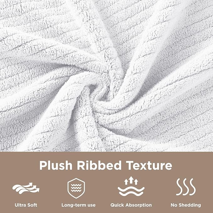 8 Piece Bath Towels Set, 2 Oversized 35 * 70 in Bath, 2 Hand, 4 Wash | Luxury Soft Microfiber, Super Absorbent Thick, Quick Dry, Shower Towels for Bathroom, Spa & Hotel, White