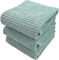 Seafoam Sage Aqua Green Kitchen Dish Towels, 3 PC, 100% Cotton, 18" x 28" | Terry Loop Ribbed Textured, Soft & Absorbent Cleaning Cloth, Quick Dry, Multipurpose for Everyday Use