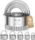 USLAI Biscuit Cutter Set (1.75, 2, 2.5, 2.75, 3.25 Inch) | Food-Grade Stainless Steel, Fluted Cookie Cutter with Handle, Professional Kitchen Baking Dough Tools