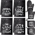 Leinuosen 8 Pcs Kitchen Towels and Oven Mitts Sets Pot Holders Dishcloths Set Kitchen Decorative Accessories Absorbent Potholders Heat Resistant for Chef Baking Cooking