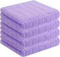 Homaxy 100% Cotton Terry Kitchen Towels, 4 Pack, Lavender | Ultra Soft and Absorbent Dish Towels for Kitchen, Suitable for Drying and Washing Dishes