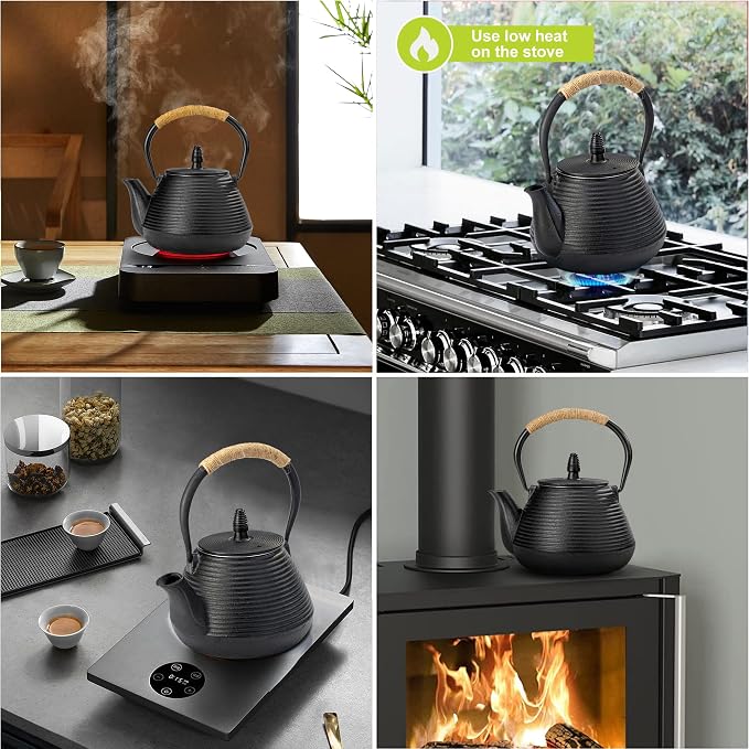 suyika Japanese Tetsubin Tea Kettle Cast Iron Teapot with Stainless Steel Infuser 30 oz/900 ml | Teapot with Stainless Steel Infuser