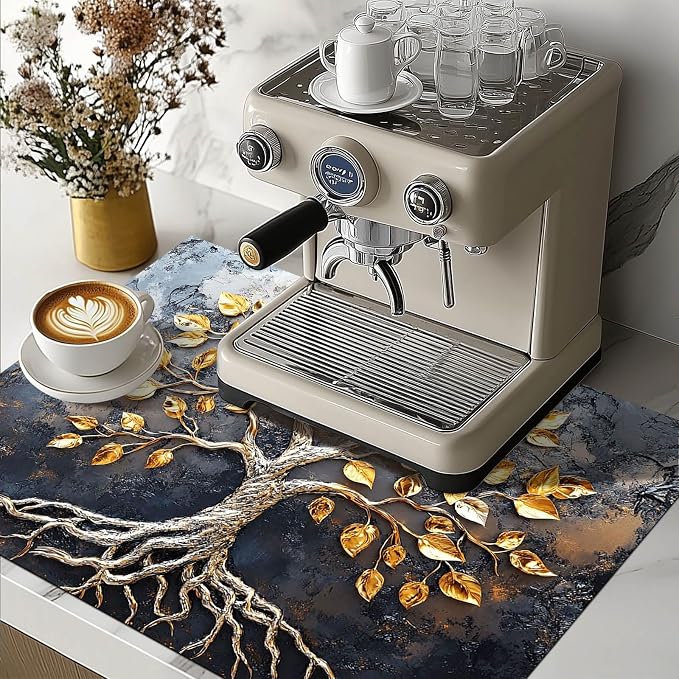 HOMETITUTE Stove Top Cover 28x20 Golden Tree Design Heat Resistant Mat