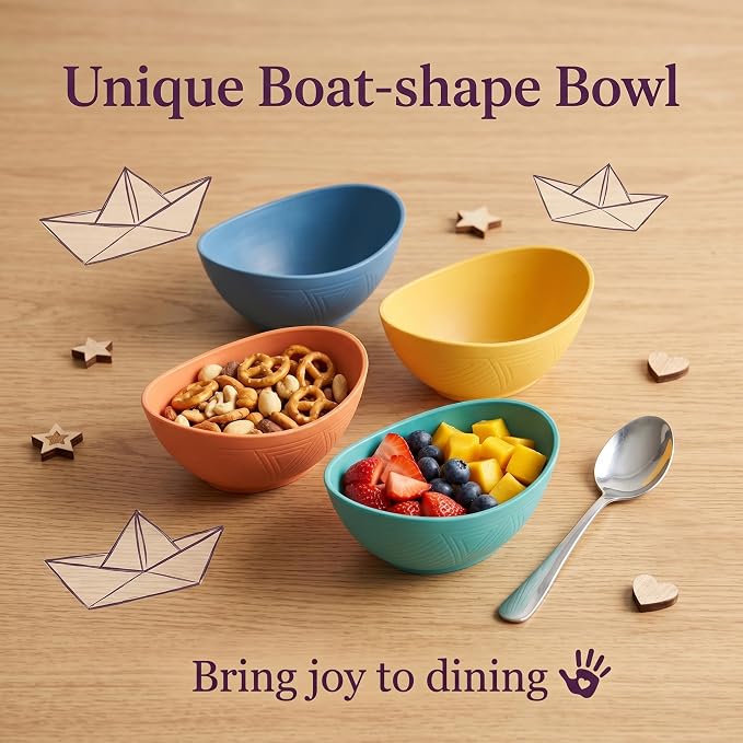 10oz Wheat Straw Bowls Set of 6, Unbreakable Small Plastic Bowls Reusable for Snack, Dessert, Ice Cream, Kitchen Prep Bowls, Microwave & Dishwasher Safe Mini Bowls for Party, Camping - Multi
