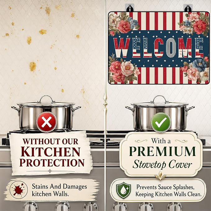 Stove Top Covers with A Non-slip Rubber Coating | protect Your Stove from Scratches, Extend Countertop Space, and Add A Classic Kitchen Touch