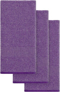 Mordimy Premium Large Cotton Kitchen Towels (18"x 28", 3 Pack), Purple | 100% Ring Spun Cotton, Super Absorbent, 380 GSM, Flat & Terry, Soft, Hanging Loop Dish Towels