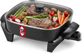 Elite Gourmet EG2313 PFAS-Free Ceramic Electric Skillet, 1200W, Black | Extra-Deep 12"x12"x3" Surface, Less-Splatter Design, Dishwasher Safe, Rapid Heat-Up, Non-Stick