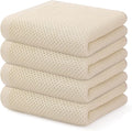 Kitinjoy 100% Cotton Waffle 4-Pack Kitchen Towels, 13" x 28", Beige | Super Soft, Ultra-Absorbent, Fast Drying, lightweight, Quick Drying Kitchen Hand Towels