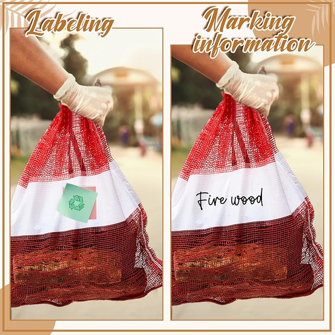 10 Pcs Onion Bags Reusable Mesh Produce Storage with Drawstring Firewood Bags Onion Potato Storage Sacks for Garden Vegetable Fruit Produce Packaging Supplies (24 x 28 Inch)