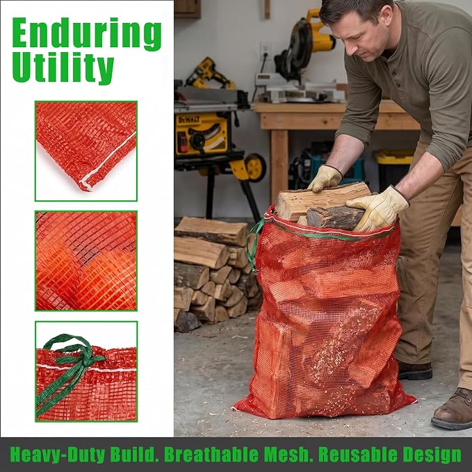 WUWEOT 50 Pack Extra Large Mesh Onion Bags, 31"×19" Mesh Produce Bags, Breathable Vegetable Bags, Reusable Storage Washable Net Bags with Drawstring for Onions Potatoes Citrus Crawfish