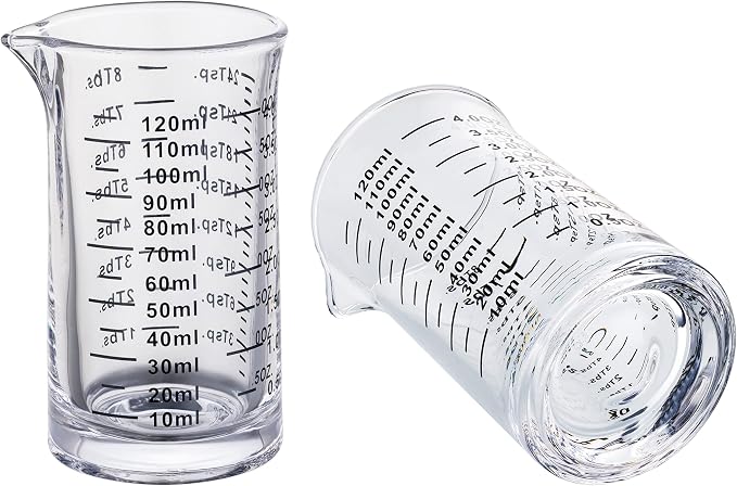 Ackers 4 Oz Glass Measuring Cup,Borosilicate Shot Glass with V-Shaped Spout(Pack of 2)