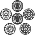 SMARTAKE 6 Set Silicone Trivet Mats for Hot Dishes Pots and Pans (Black) | Heat Resistant Pots and Pans Holders, Non-Slip Flexible Pads Coasters for Countertops Table, Modern Kitchen Decor Accessories