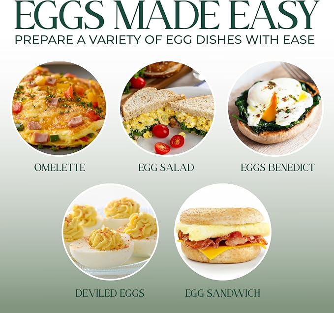 COOK WITH COLOR 350W Electric Double Layer Egg Cooker - Egg Boiler for Hard Boiled, Soft Boiled, and Omelettes, 6.1x6.1x5.5, Dark Sage
