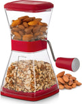 PrepWorks Manual Nut Chopper, Chop Nuts With Coarse and Fine Functions, Red | Grinds up to 1.5 Cups of Nuts, Seeds, or Herbs, Non-Skid Base for Stability While Chopping, Dishwasher Safe