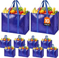 Reusable Grocery Bags, Waterproof & Foldable Shopping Bags Stand Upright | Heavy Duty Shopping Tote Bags, Waterproof & Foldable with Long Handles for Bulk Shopping, Versatile Storage 10 Pack-33L