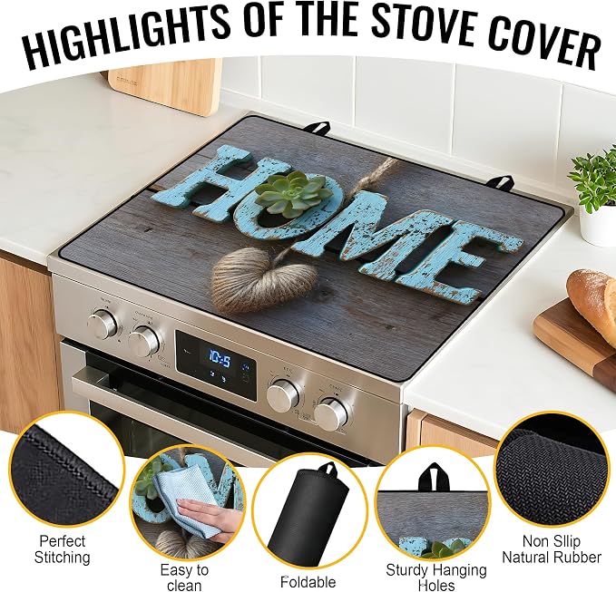 NYZE Stove Top Cover for Electric Stoves, Flat Top Cooktop Protector, Kitchen Extra Counter Space with Home Design