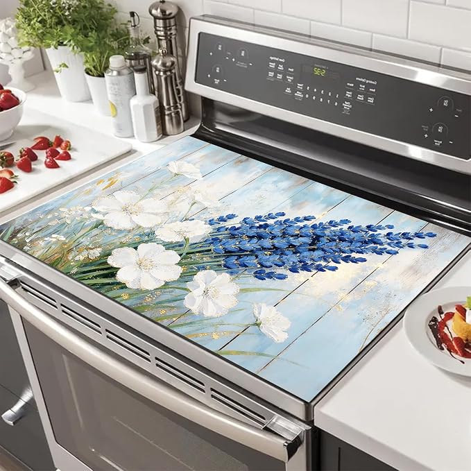 HOMETITUTE Spring Stove Top Cover 28x20 Lavender Floral Heat Resistant Protector