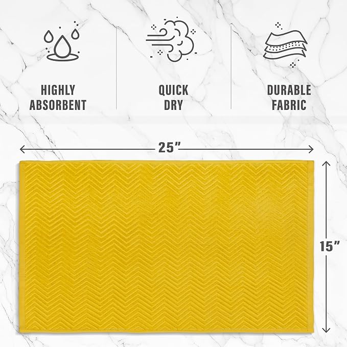 100% Cotton Kitchen Towels 15x25 in, Mustard Set (Pack of 4)