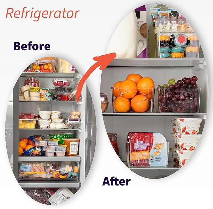 ClearSpace Pantry Organizers and Storage and Cabinet Organizer, 6 Pack | Organize snacks, groceries, and kitchen essentials with storage bins designed for pantry shelves, refrigerators, and cabinets