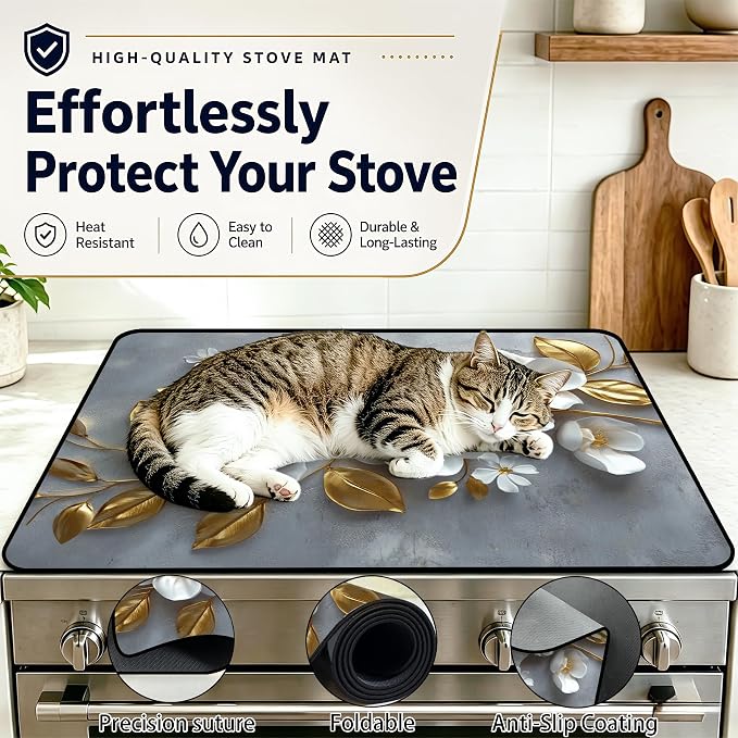 Stove Top Covers with A Non-slip Rubber Coating | protect Your Stove from Scratches, Extend Countertop Space, and Add A Classic Kitchen Touch