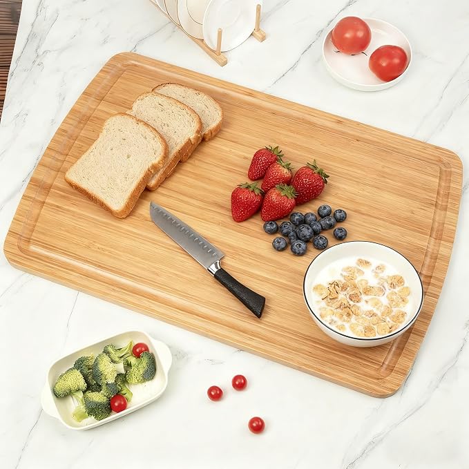 GarveeHome 30 x 20 Extra Large Cutting Board, Bamboo Stove Top Cover, Over the Sink Cutting Board with Juice Groove, Heavy Duty Charcuterie Board for Kitchen