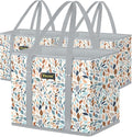 BALEINE 3PK Reusable Grocery Bags, Heavy Duty Shopping Tote Bag | 12'' Long Handles, Reinforced Bottom Keeps Upright, Fold Flat Storage, Water-Resistant Shopping Bag, Multiple Color Options
