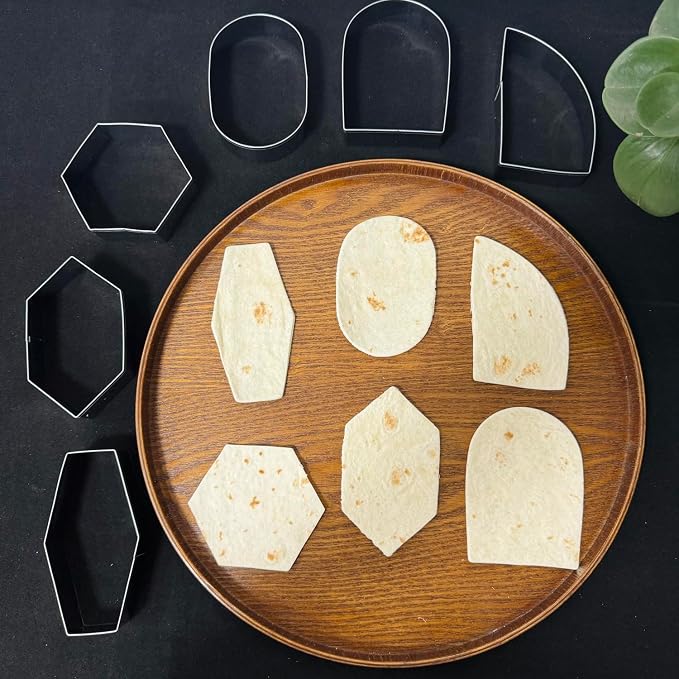 6 Pcs Geometric Plaque Cookie Cutter Set, 4.0" Dishwasher-Safe | Rounded-edge stainless steel cutters for cookies, fondant, sandwiches, birthdays, weddings and family baking treats
